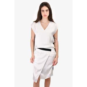 Helmut Lang White/Black Colour Block Sleeveless Midi Dress Size 0